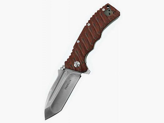 Defcon Proelia Tanto Taschenmesser, satinierte Klinge, rot-schwarzer Griff