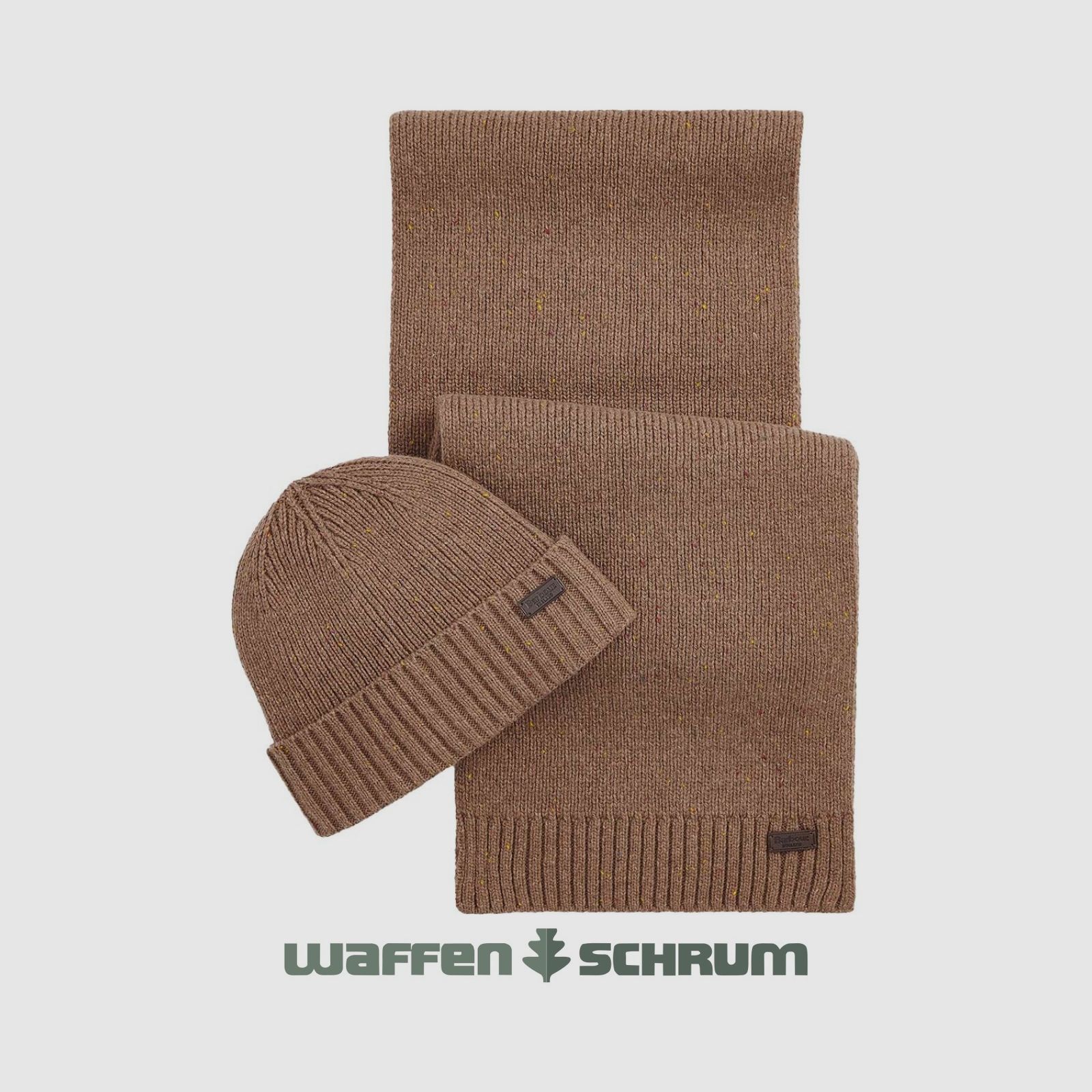 Barbour Set Carlton Fleck Beanie & Scarf Sandstone