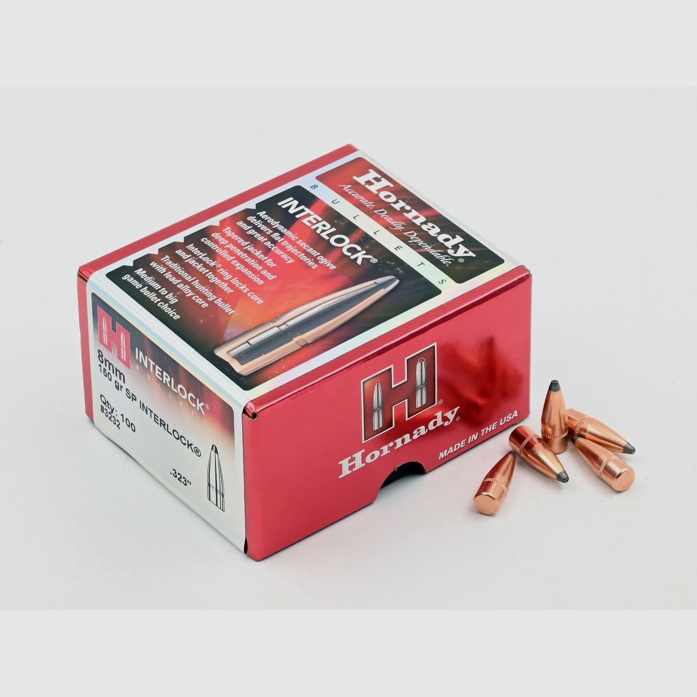 Büchsengeschosse, Hornady .323 SP Interlock, 150gr, 100 Stk, 8×57 IS