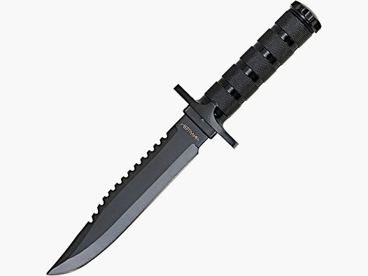 Couteau de survie noir avec étui en nylon inclus