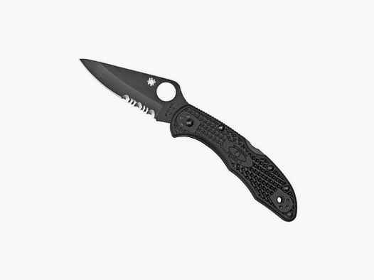 NÓŻ SPYDERCO DELICA 4 CAŁKOWICIE CZARNY PÓŁ-ZĘBATY