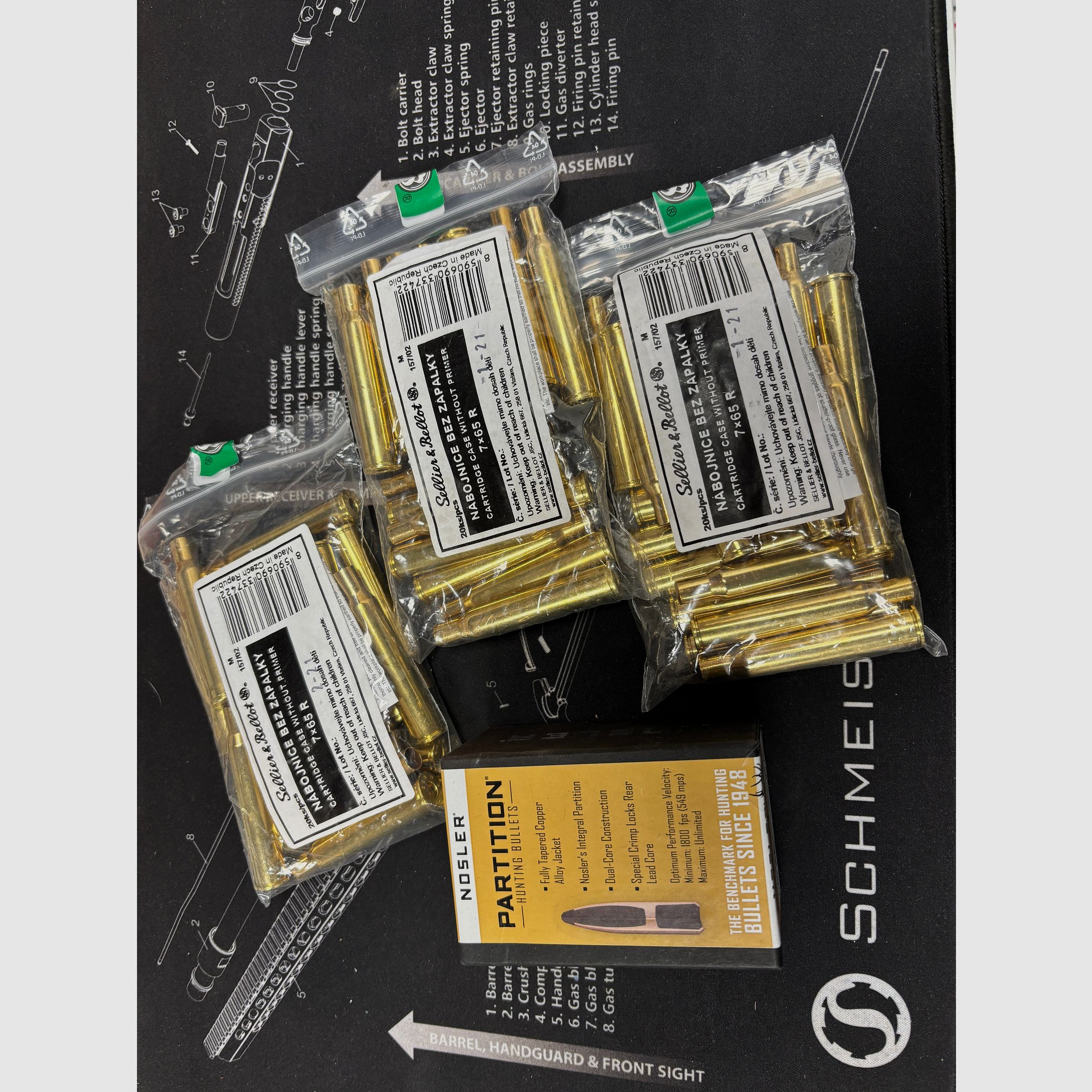 ***Wiederladeset 7 x 65R, 60 Stk. Hülsen S&B NEU + 50 Stk. Geschosse Nosler Partition 160 grs., Art. 16327***