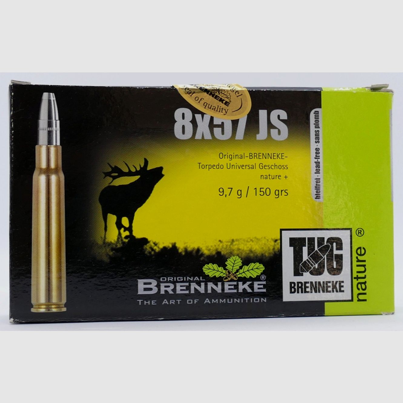 Brenneke 8x57 JS TUG nature + bleifrei 9,7g/150gr Büchsenpatronen Bleifrei