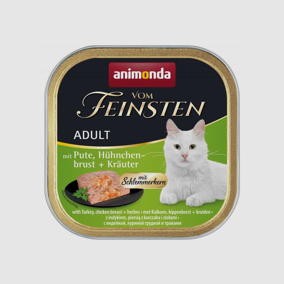 Animonda Katzen Nassfutter Vom Feinsten Adult Schlemmerkern mit Pute, Hähnchenbrust + Kräutern 100 g