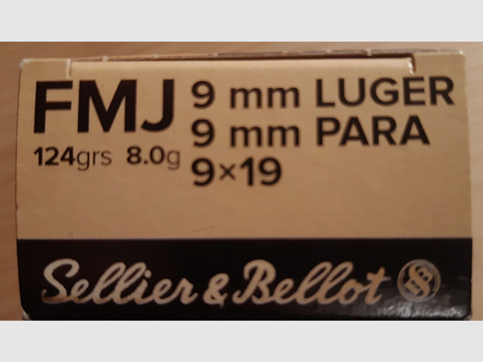 Sellier&Bellot 9mm FMJ 124grs, 8,0g, 400 Schuss