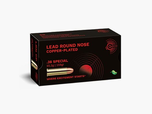 GECO .38 Special Plomb Bouche Ronde, plaqué cuivre 158gr