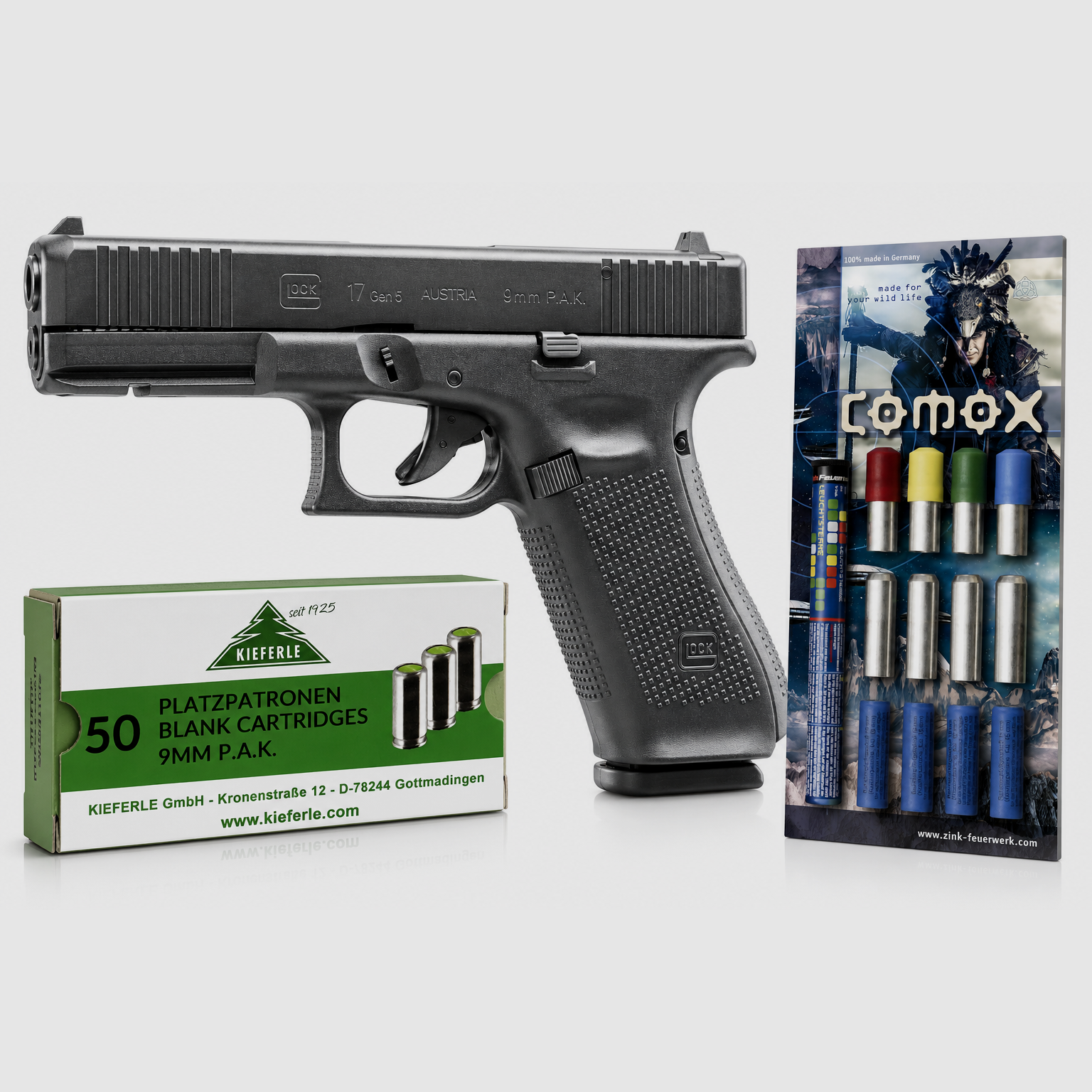 Set de Nochevieja Glock 17 Cal. 9mm P.A.K. con munición pirotécnica