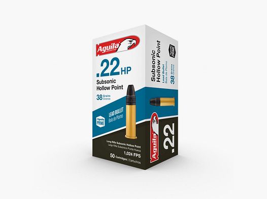 Aguila Subsonic .22 LR 38GR HP 50 cartouches