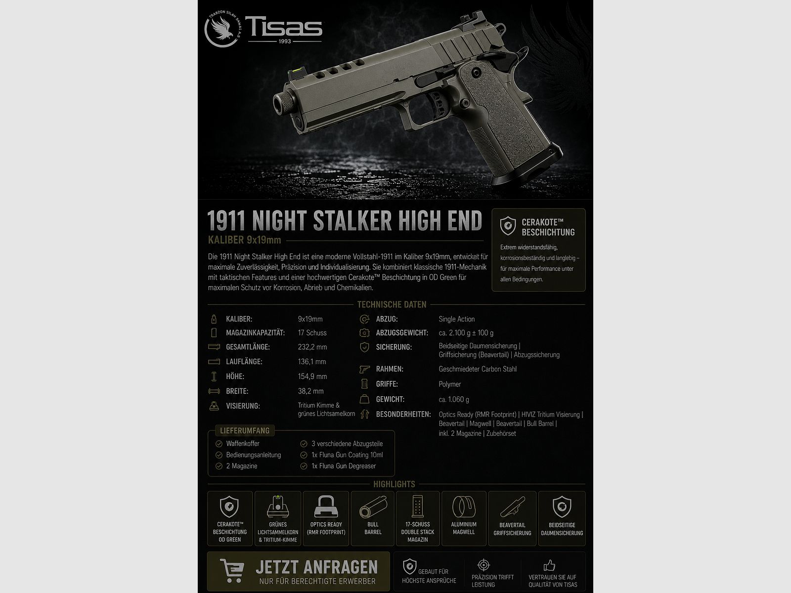 Tisas 1911 Night Stalker High End