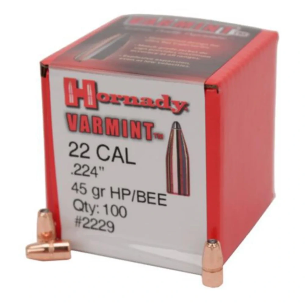 BULLE HORNADY 22 CAL .224 45 GR HP (218 BEE) (100)