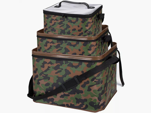 Trendex® Tasche / Eimer / Stacker - 3er Set "Rechteck" 2,4 + 5,5 + 14 Liter - Camouflage