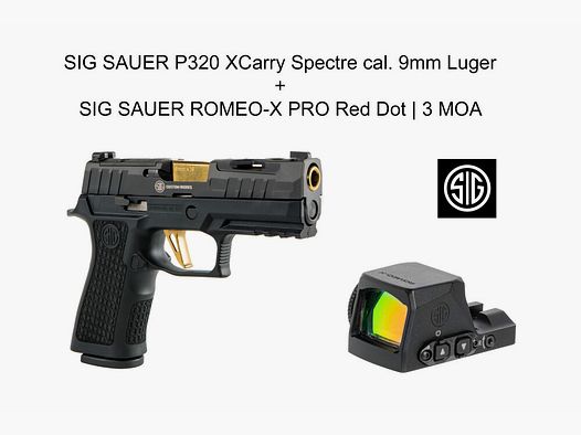 Sig Sauer SIG SAUER P320 XCarry Spectre Zwart-Goud + ROMEO-X PRO Rood Punt | 3 MOA