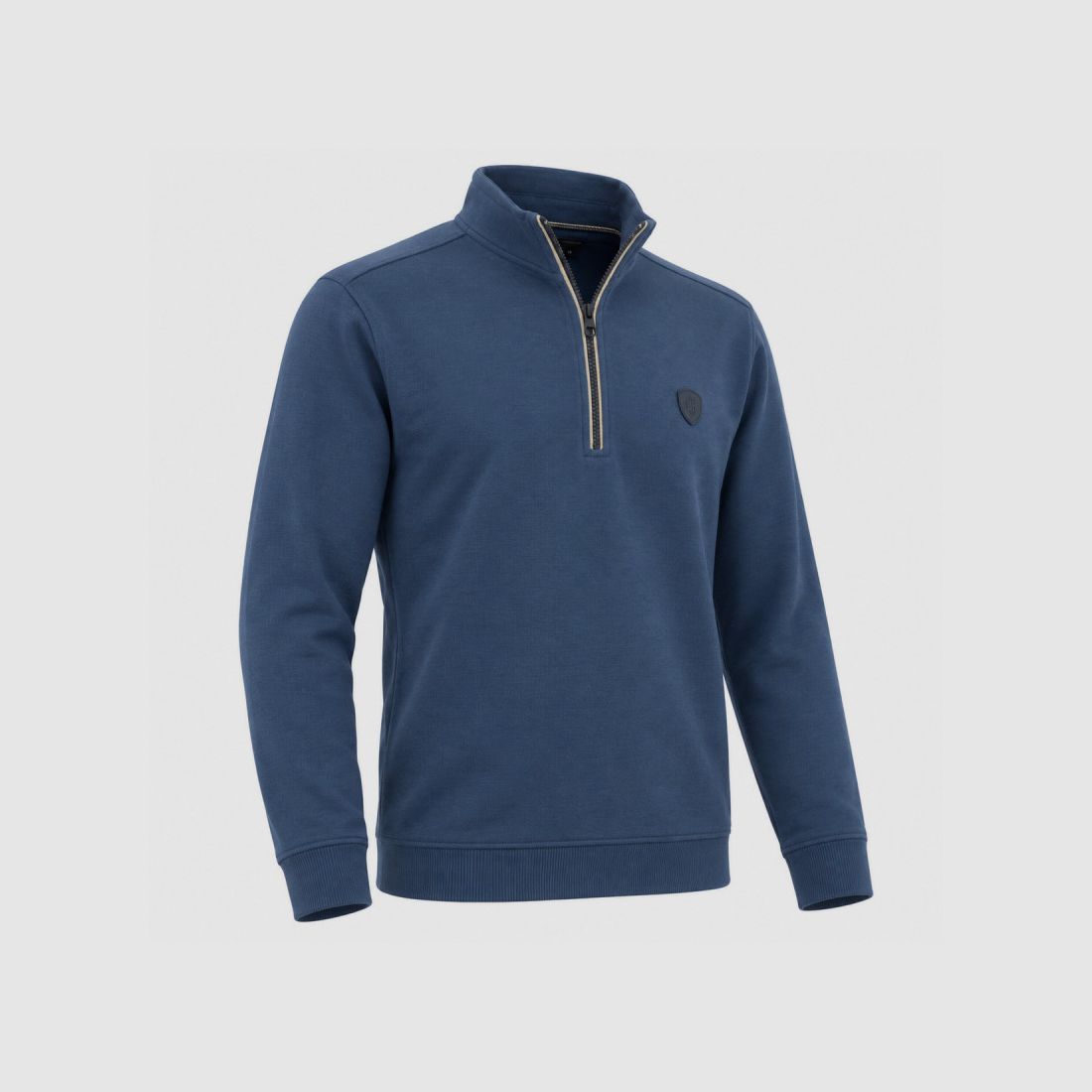 Shatky Blue Sweatshirt for Men with Zippered Collar and Brushed Interior, image 3 of 7