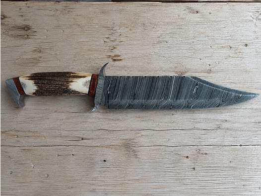 Damast Jagdmesser handgeschmiedet P. Steinkühler – 43cm Bowie Unikat