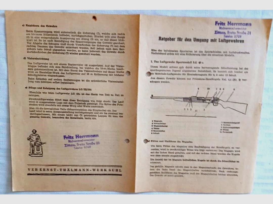 DDR Luftgewehr Hänel Modell 3-284