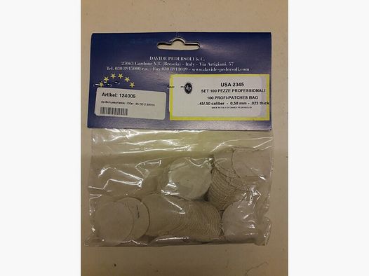 Schusspflaster Vorderlader Kal. .45-.50 Ø 28mm Stärke 0,58mm 0,023 inch Pedersoli