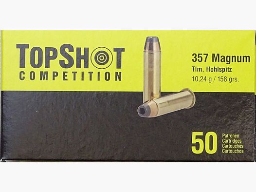 TopShot .357 Magnum Tlm. Pointe creuse 158grs - 50 cartouches