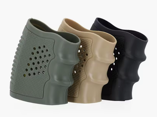 3 pièces. Gant de prise tactique revêtement en caoutchouc pour Glock et d'autres pistolets, noir, vert et désert