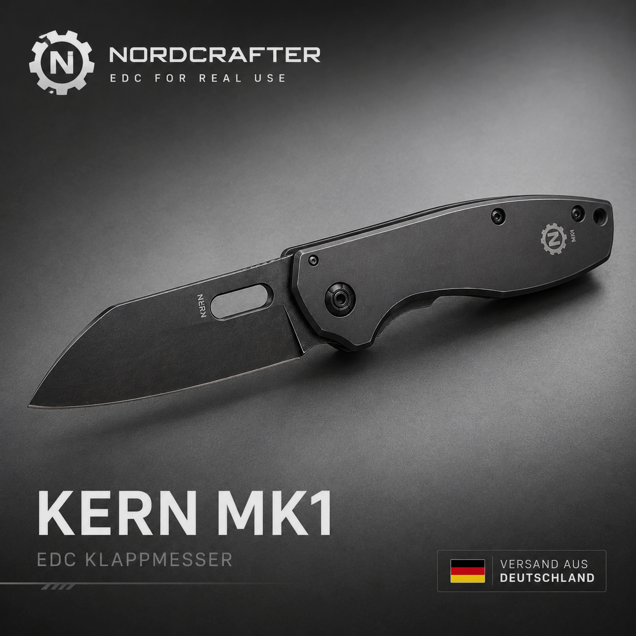 NORDCRAFTER KERN MK1 EDC Couteau pliant Acier inoxydable Gris – Couteau de poche compact, image 1 sur 7