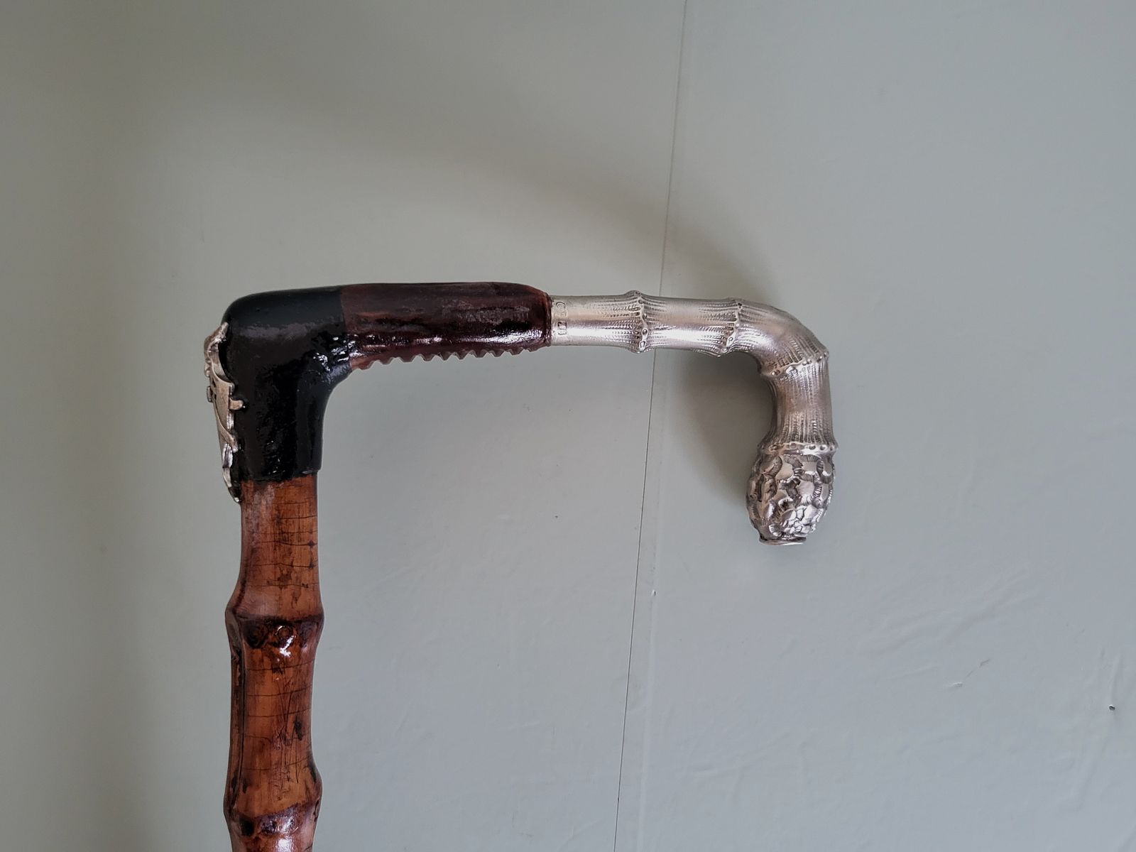 Jäger Spazierstock - 800 Silber - Horn - Wikinger - G .August Schwäbisch Gmund - 1930er Jahre