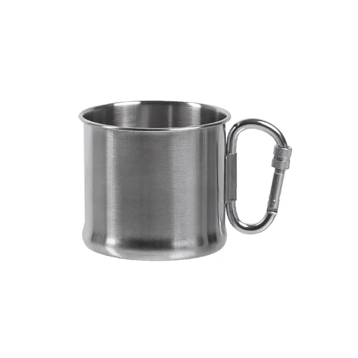 Gobelet / Tasse 500 ml en acier inoxydable - avec mousqueton - anse