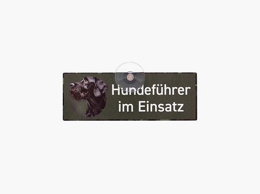 WILDE HILDE Jagdschild mit Saugnapf "HUNDEFÜHRER IM EINSATZ"