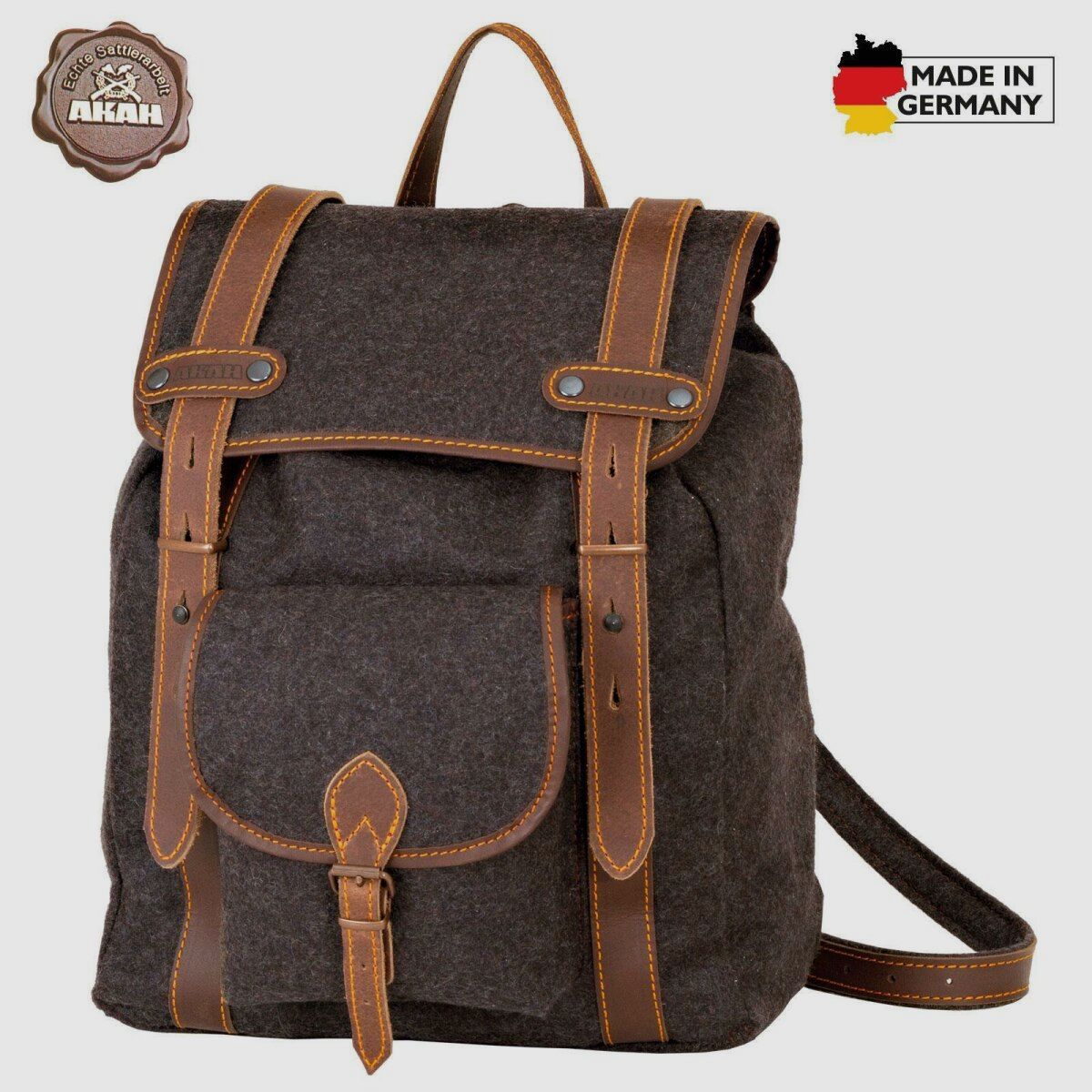 AKAH Wanderrucksack LODEN mit Bffel-Leder
