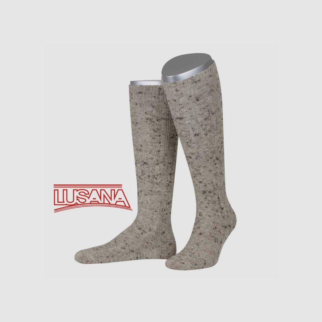 Lusana Chaussettes Trachten Loden Tweed Beige Moyen Mélangé (9)