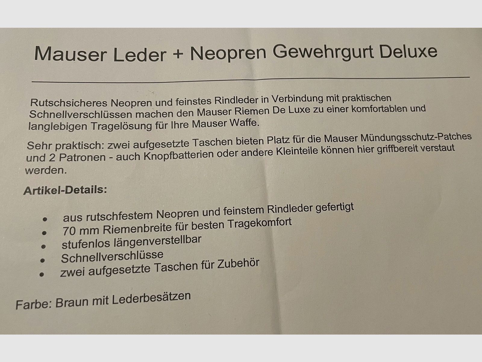 Mauser Gewehrriemen Deluxe