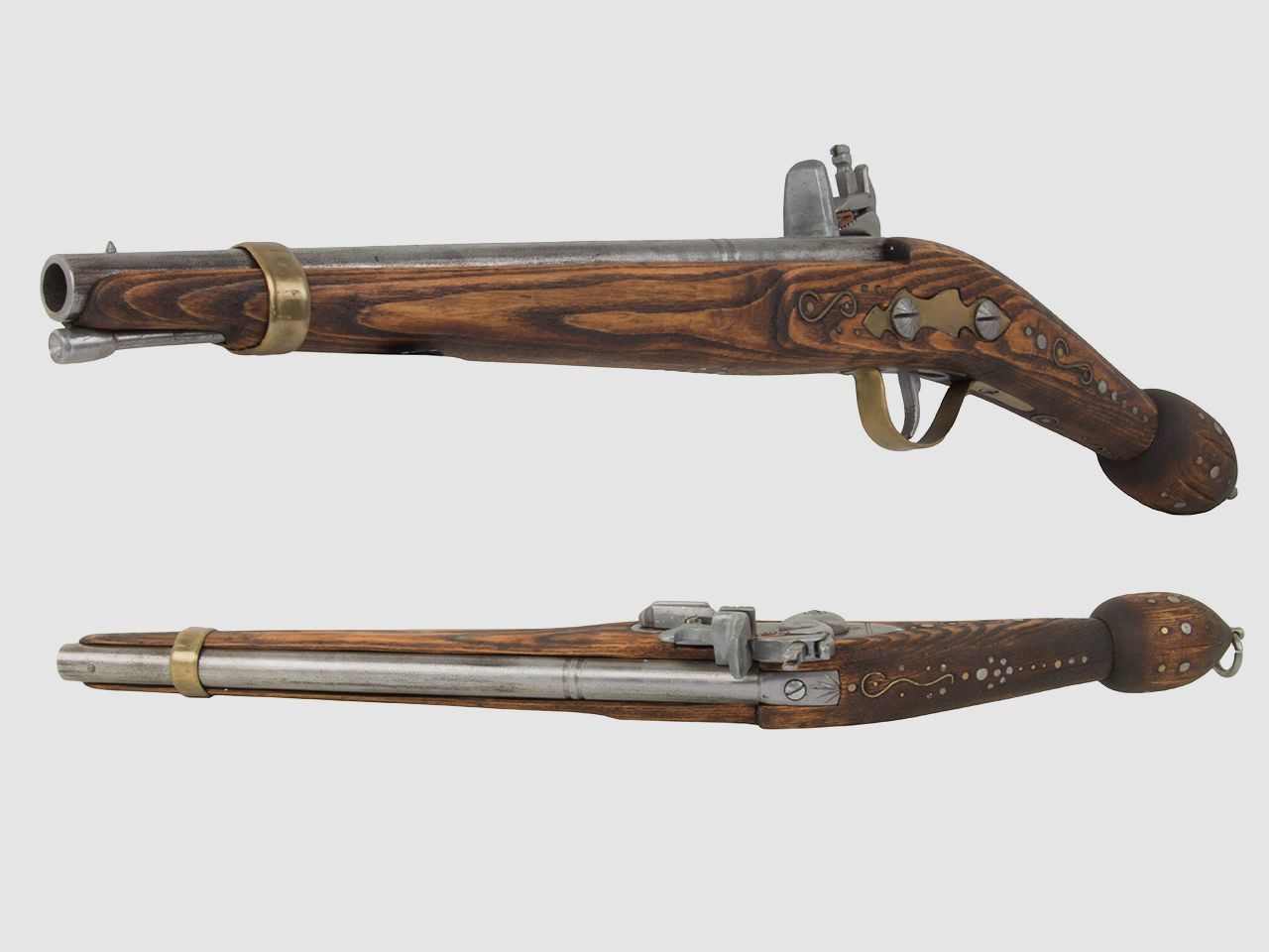 EinzelstĂĽck handgefertigte Deko Steinschloss Vorderladerpistole LĂ¤nge 60 cm