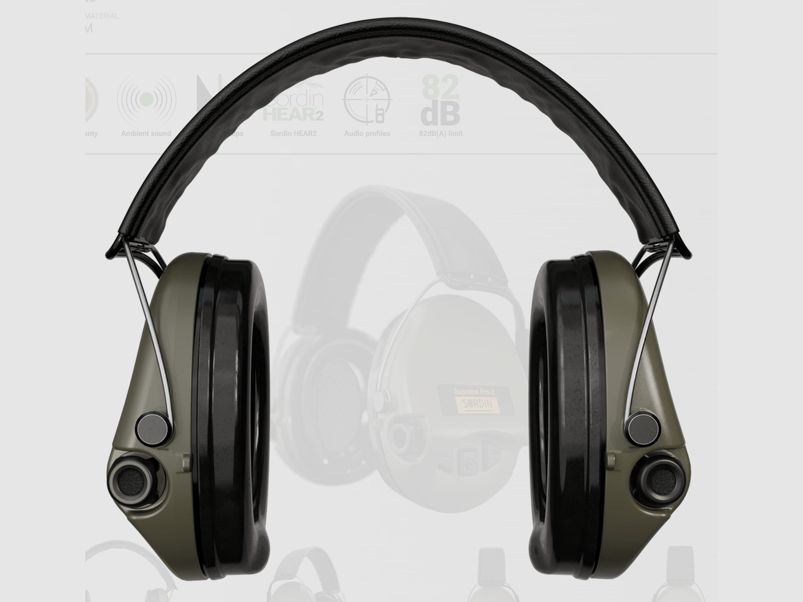 Sordin 75302-X/L-S Electronic Hearing Protection Green Supreme Pro X Headband