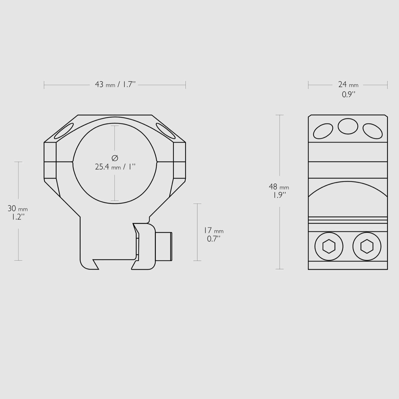 Hawke 24102 Tactical Ring Mounts 1 Inch 9 to 11 mm High