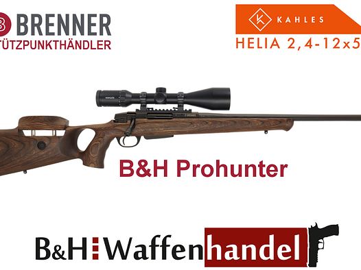 Komplettset: Brenner BR-20 B&H Prohunter Lochschaft mit Verstellung inkl. Kahles Helia 2.4-12x56 fertig montiert (Art.Nr.: BR20PHP11) Jagd Repetierbüchse Finanzierung möglich