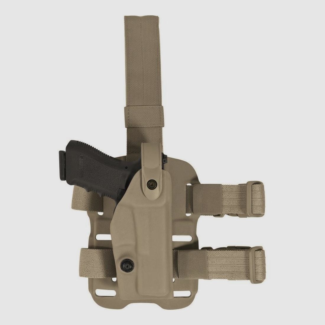 Modulares Oberschenkelholster "VETERAN" mit Sicherheitslevel II Colt 1911 / Government,Para Ordnance P14/P16,Sig Sauer 1911,S&W 1911,Springfield 1911-Coyote TAN-Rechtshänder