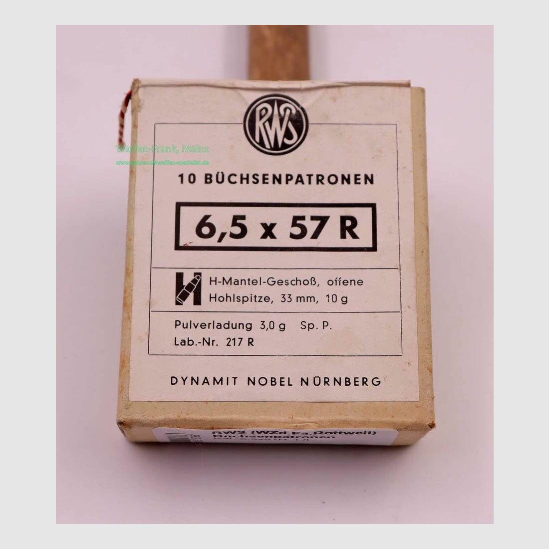 RWS (WZd.Fa.Rottweil) Büchsenpatronen 6,5x57R