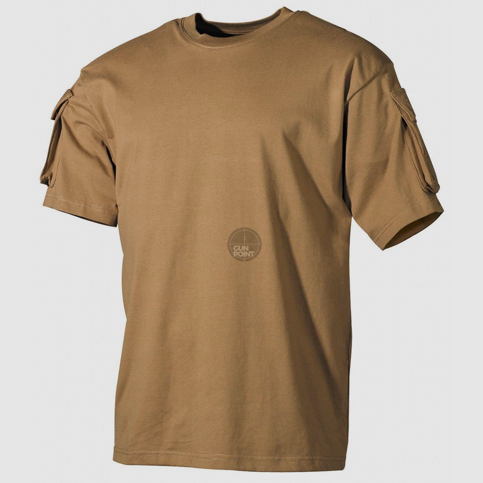 US T-Shirt, halbarm, coyote,mit rmeltaschen