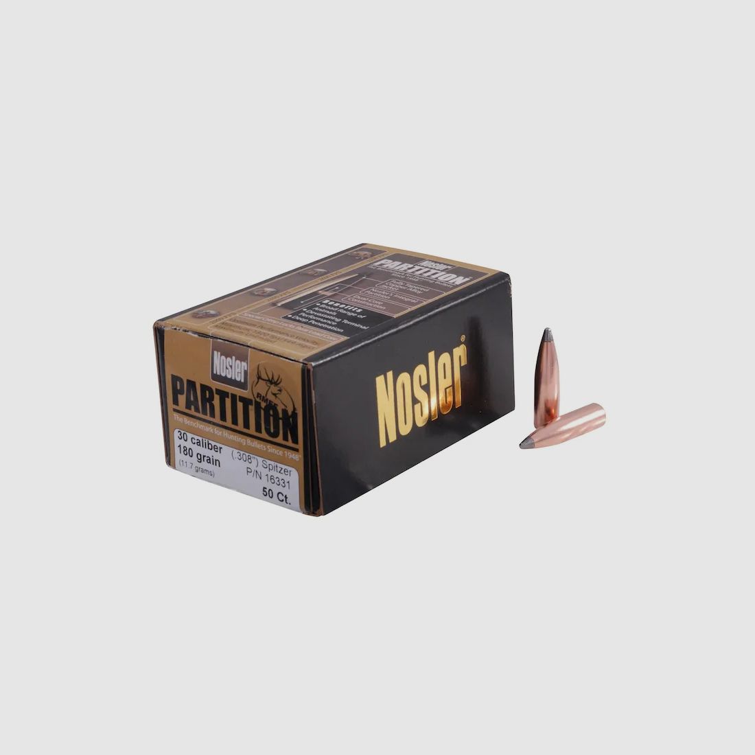 Nosler Geschoss Partition .30/.308 180GR Spitzer Jagdgeschoss 50 Stück #16331