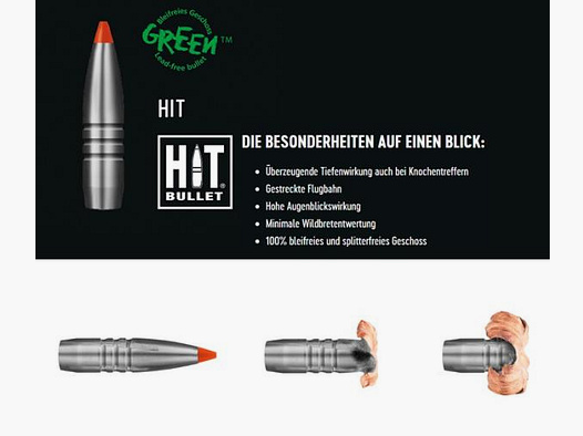 RWS Cal. 8.. Rifles 8x57JRS HIT 20 pcs 10.4g/160grs lead-free