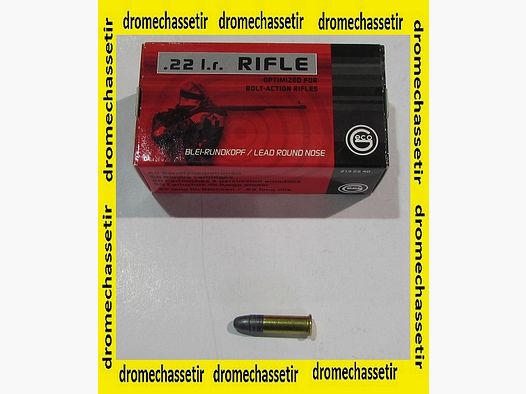 Packung mit 50 Patronen 22lr, Geco Rifle, Diabolos, 40 grains