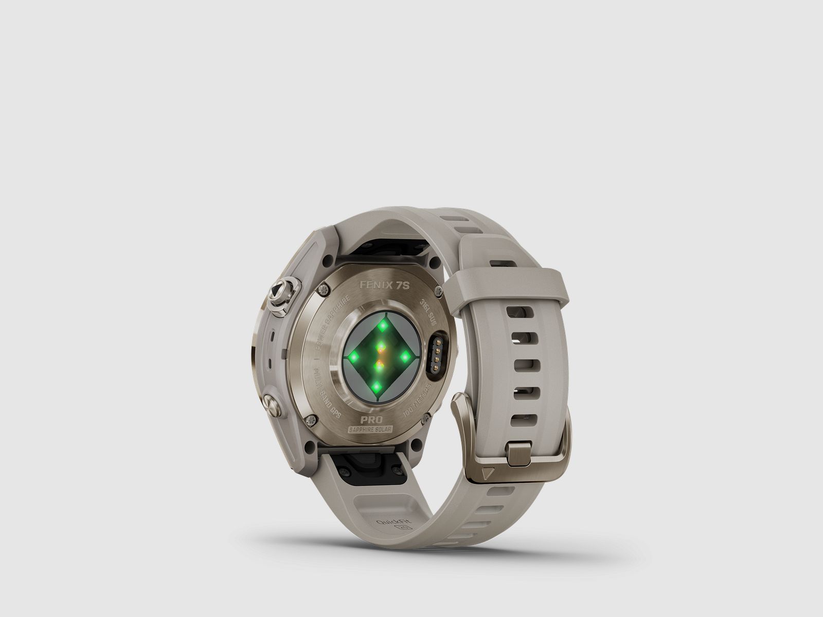 Garmin fēnix® 7S Pro – Sapphire Solar Edition, Beige/Softgold mit QuickFit®-Silikon-Armband 20 mm