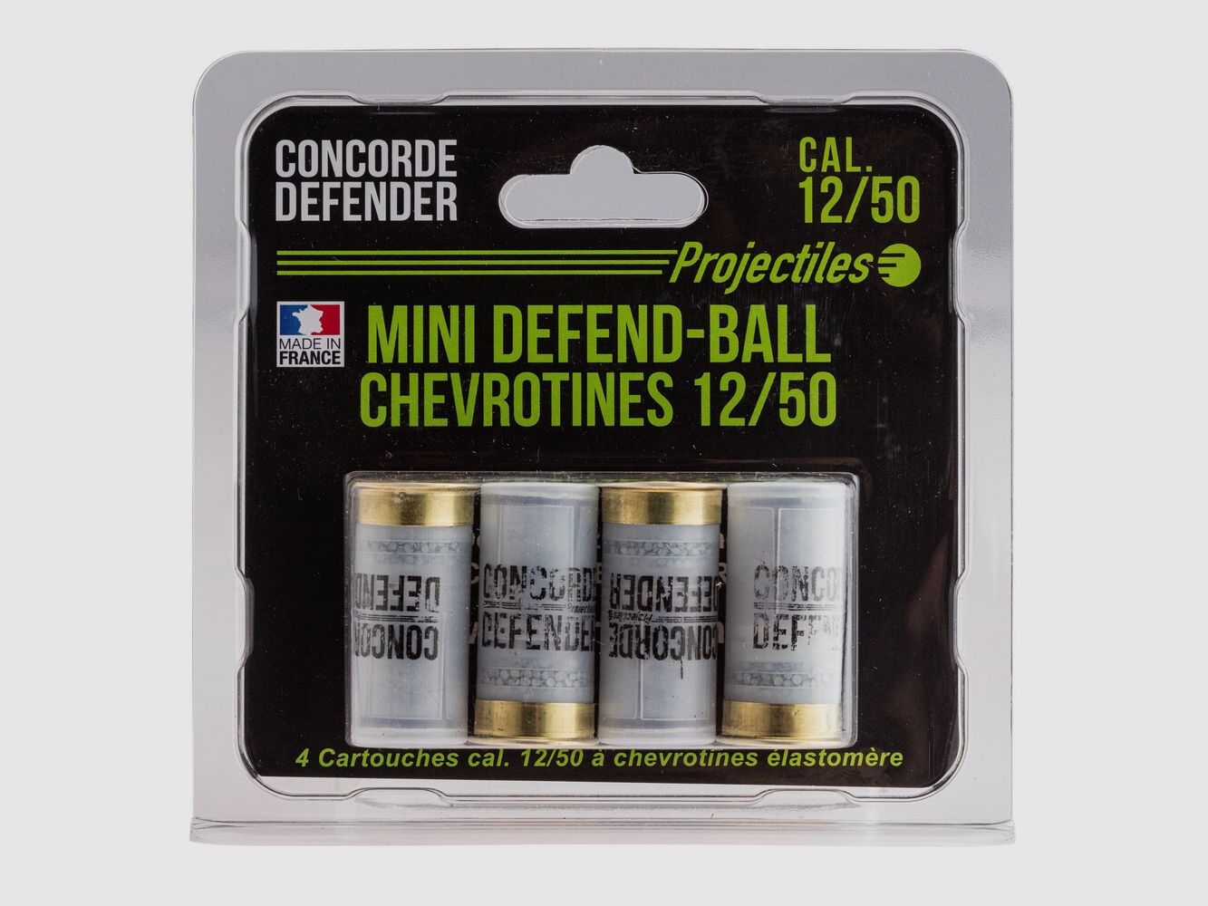 4 cartucce MINI DEFEND-BALL cal. 12/50 pallettoni in elastomero, immagine 1 di 3