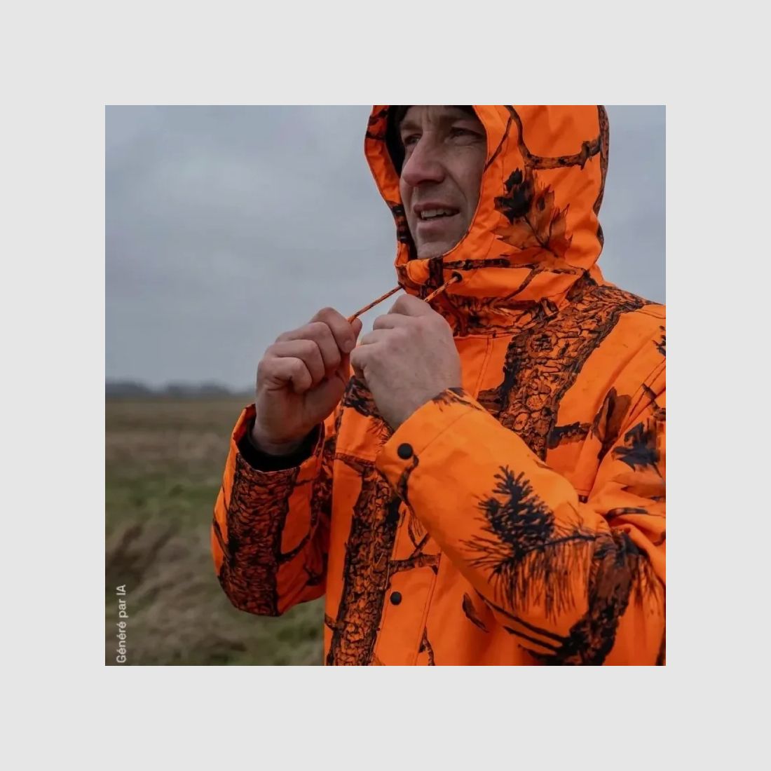 Langer Regenmantel Camouflage Orange - Wasserdicht und Winddicht, Bild 3 von 5