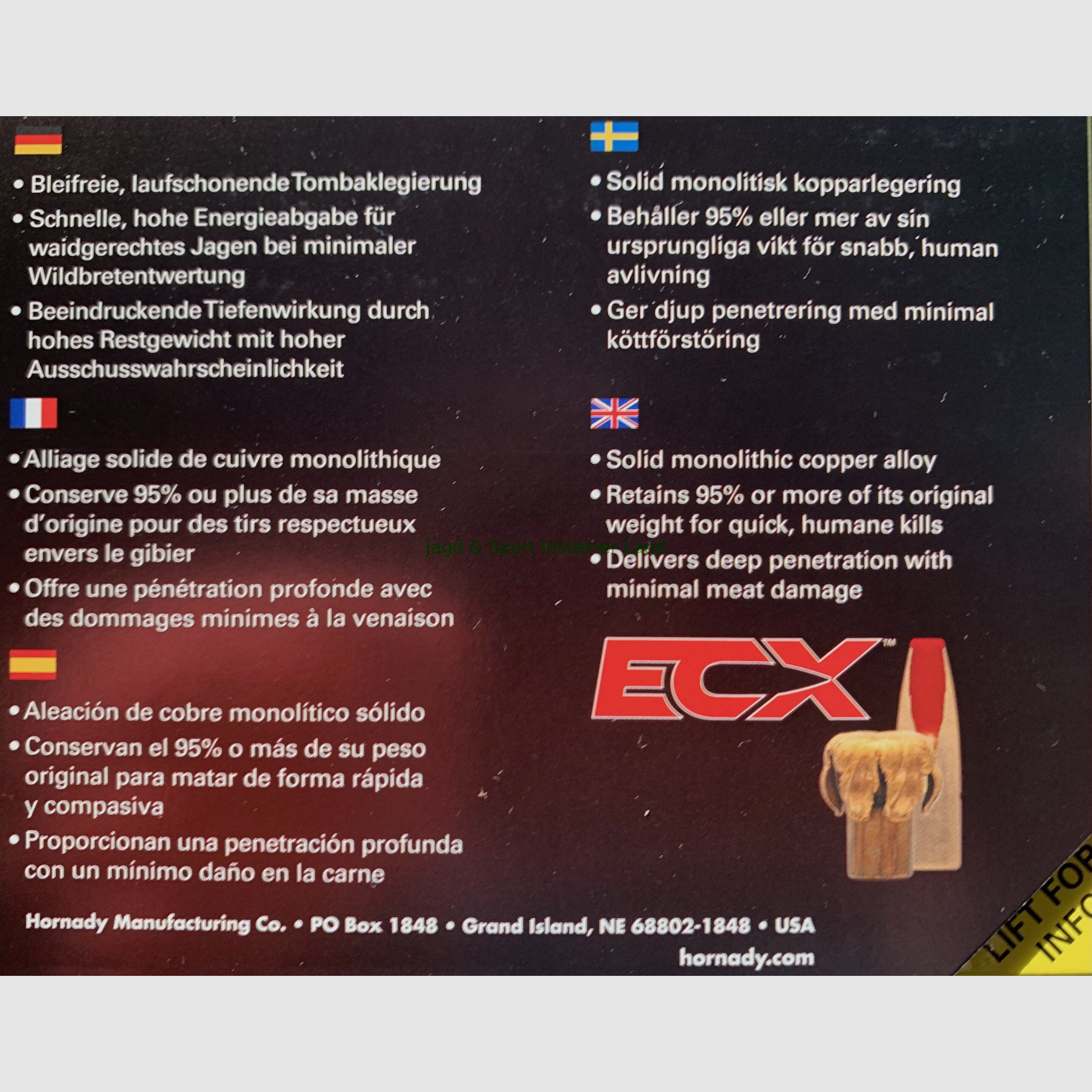 Hornady ECX - bez ołowiu - 165grs