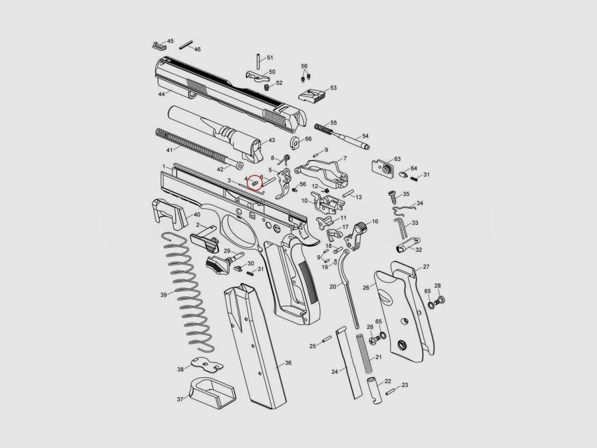 CZ SP-01 Slide Stop Veerpennetje, afbeelding 2 van 2