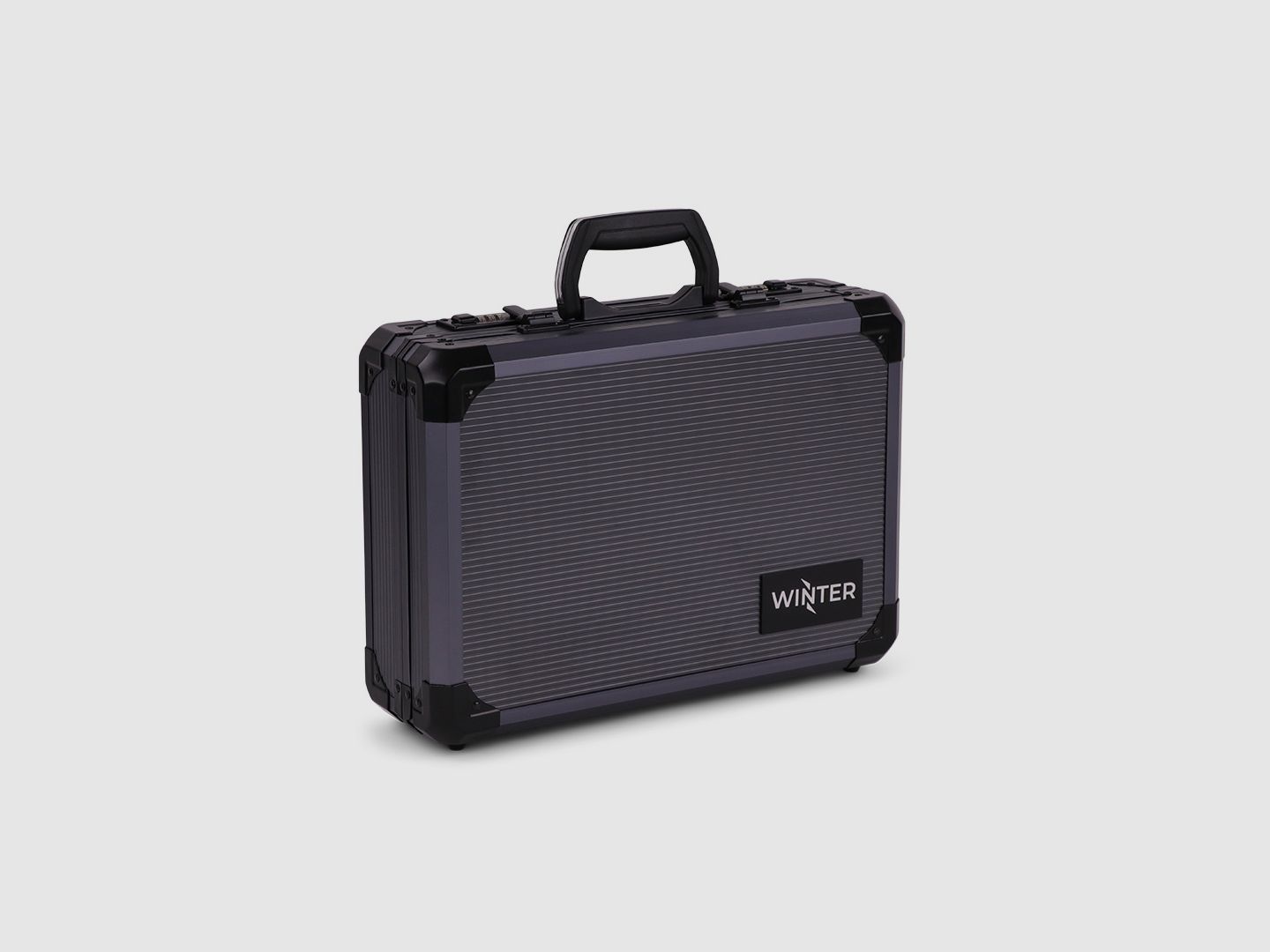 Winter Pistolenkoffer W14 für bis zu 2 Kurzwaffen – Aluminium/Holz, 2 Zahlenschlösser, Noppen (Grey)