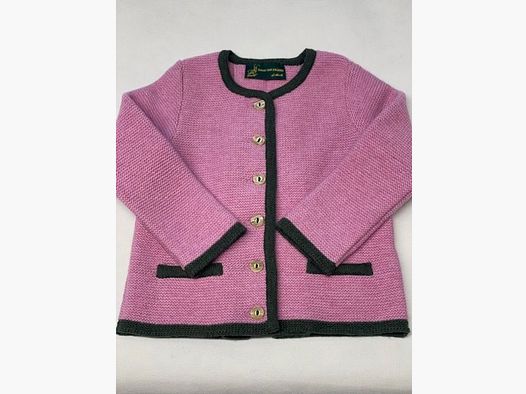 Kinder Strickjacke mit Falte Merinowolle in Rosa/Grün