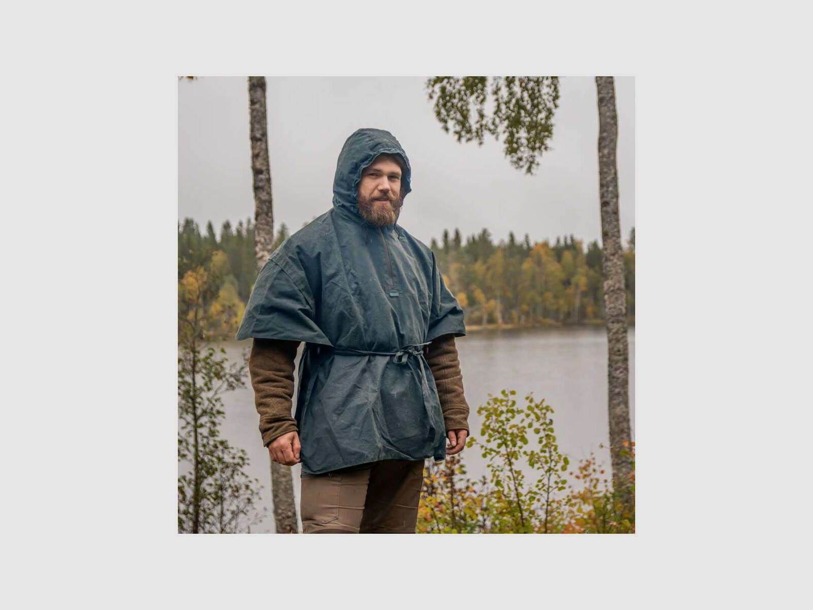 STEINKAUZ Regencape "Wassermann" aus Waxcotton, Petrol, Bild 4 von 7