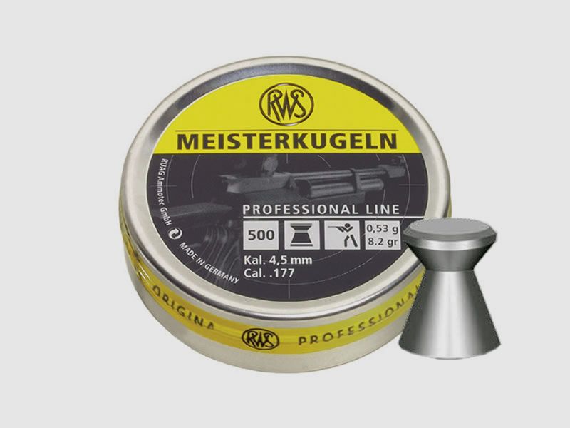 Flachkopf Diabolos RWS Meisterkugeln fĂĽr Luftgewehr Kaliber 4,50 mm 0,53 g glatt 500 StĂĽck