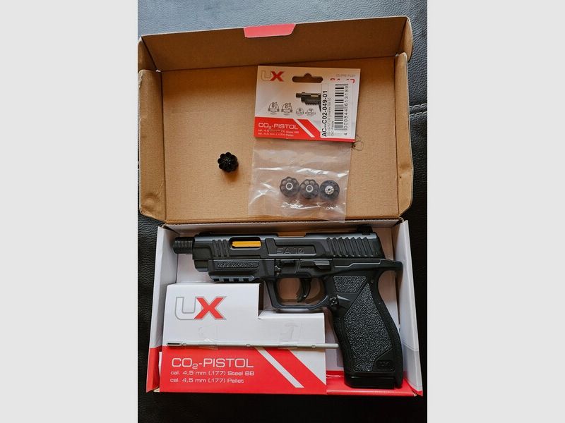 UX Umarex SA-10 Co2 Pistole für BBs und Diabolos + Magazin Clips