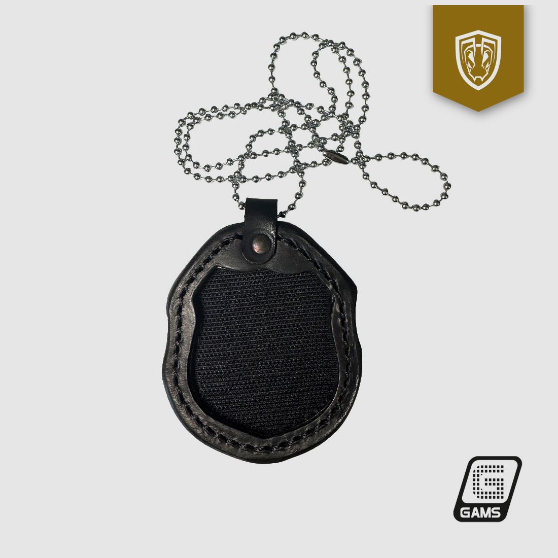 Support en cuir pour plaques pour Mossos avec velcro et chaîne, image 1 sur 2